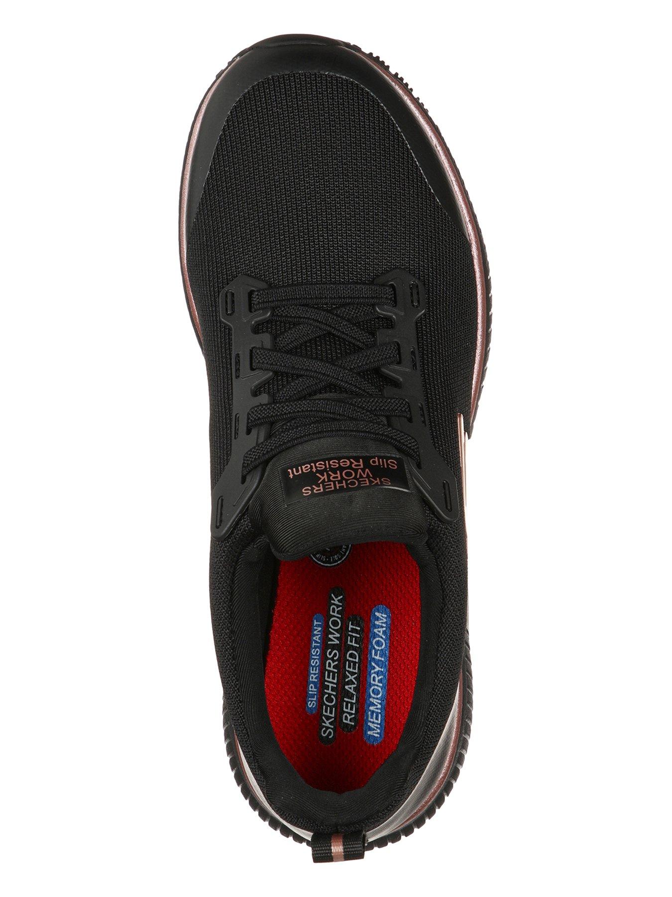 Image 4 of 6 of Skechers Workwear Squad Slip Resitant Bungee Lace Slip-on Trainer - Black/rose Gold