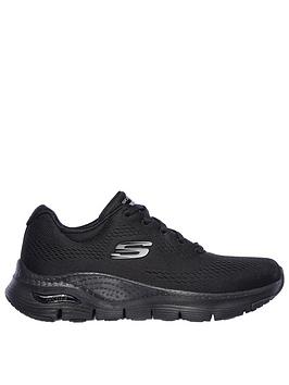 skechers arch fit big appeal engineered mesh lace-up trainers, black, size 3, women