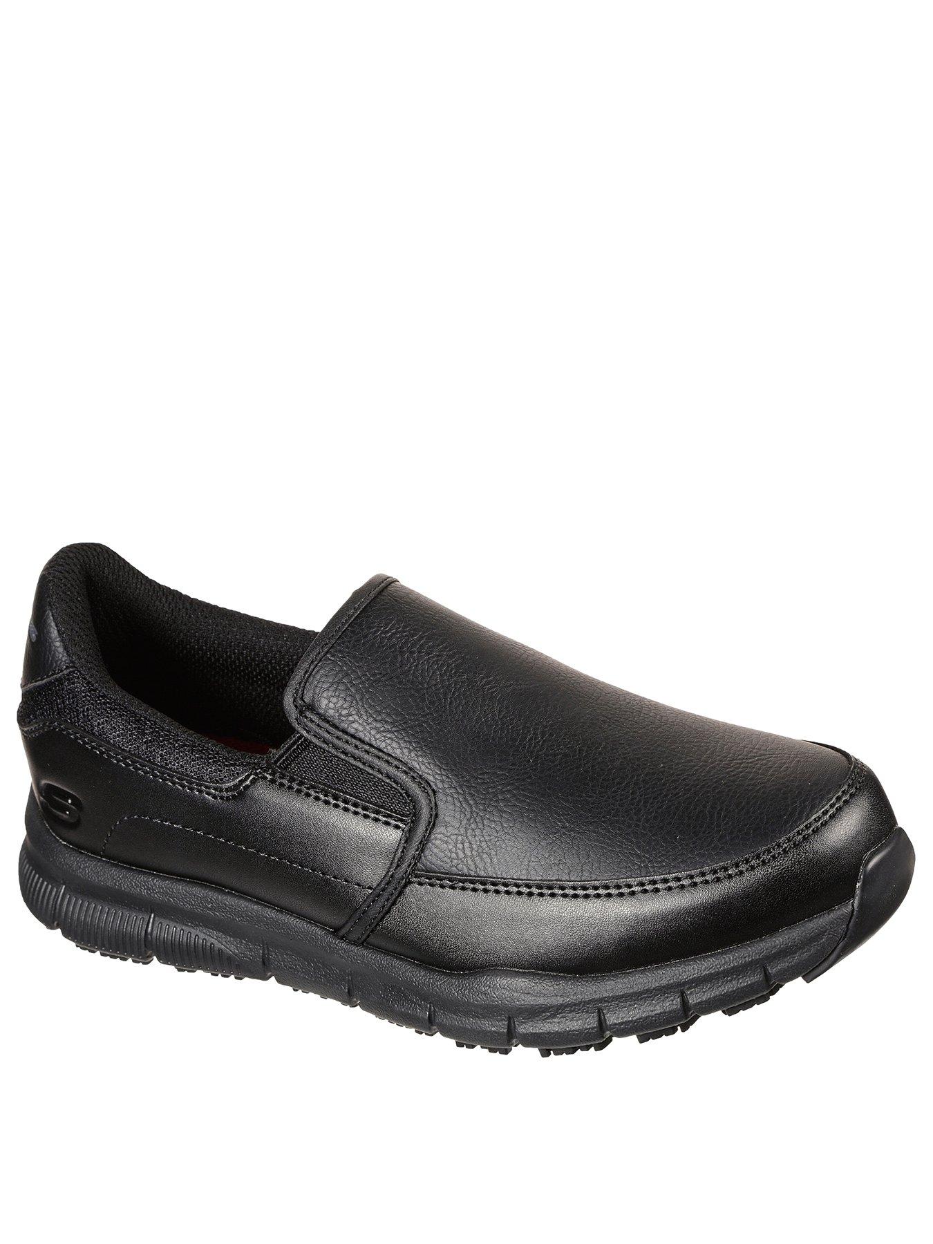 Marcha mala Tristemente parásito Skechers Workwear Nampa Slip On Plimsoll - Black | very.co.uk