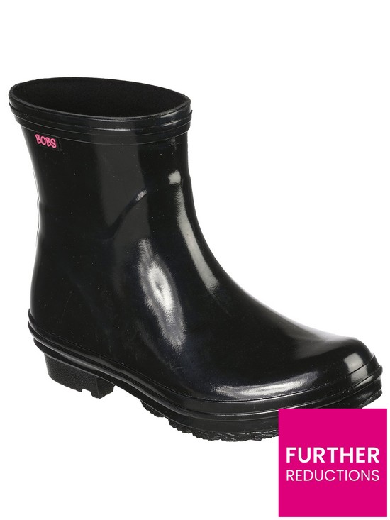 front image of skechers-rain-check-neon-puddles-wellington-boots