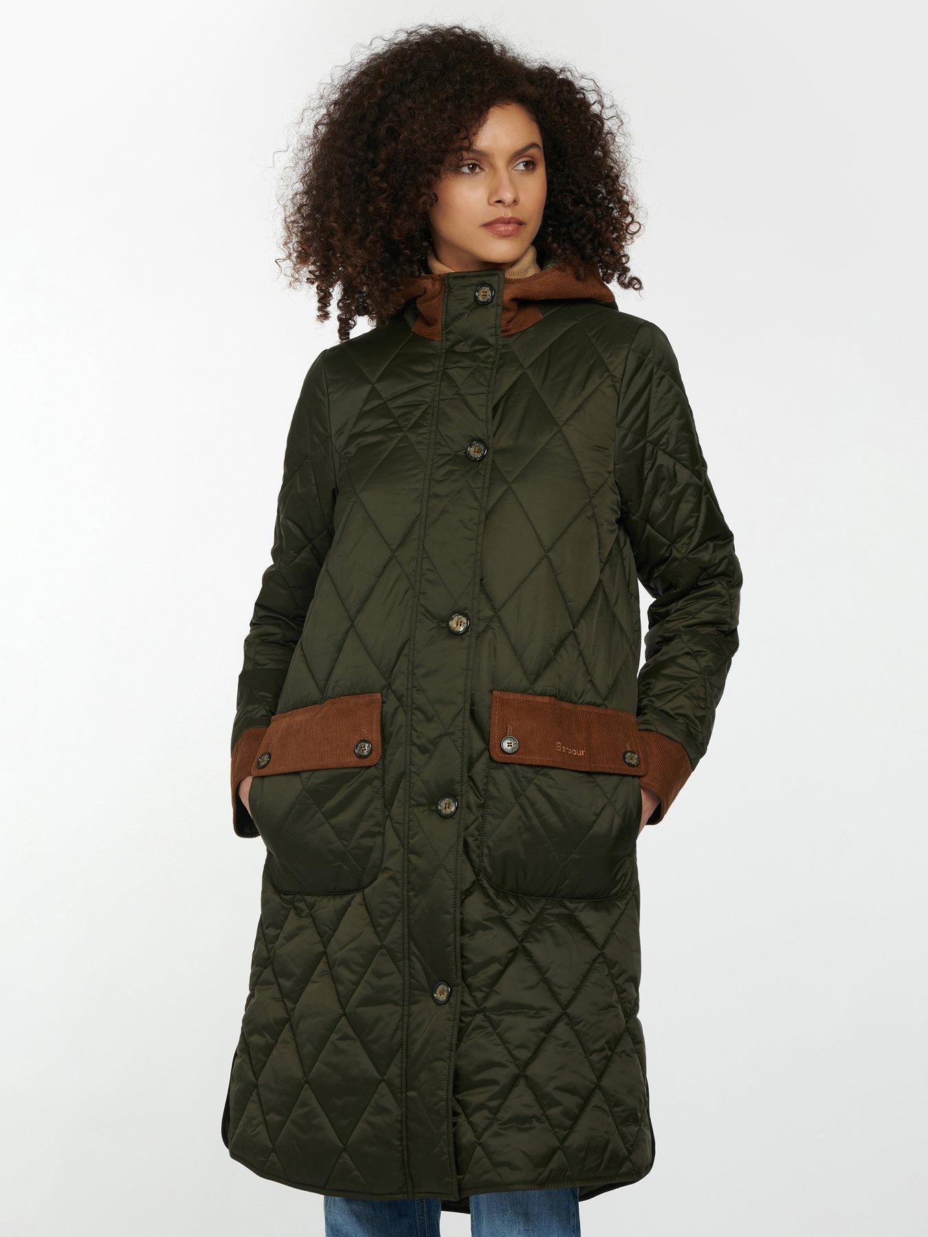 barbour mickley contrast cord trim quilted coat