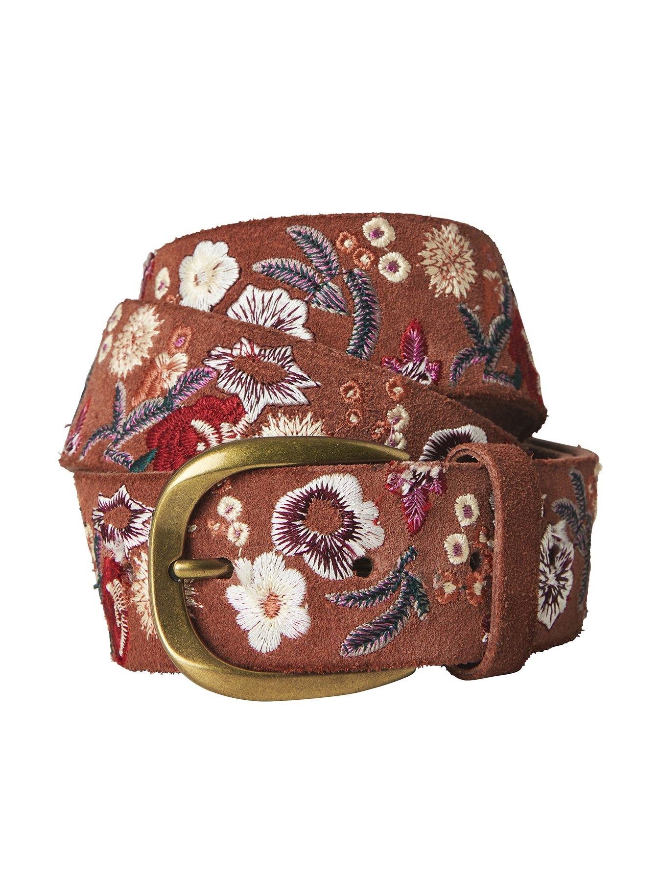  Ibiza Town Embroidered Leather Belt - Tan