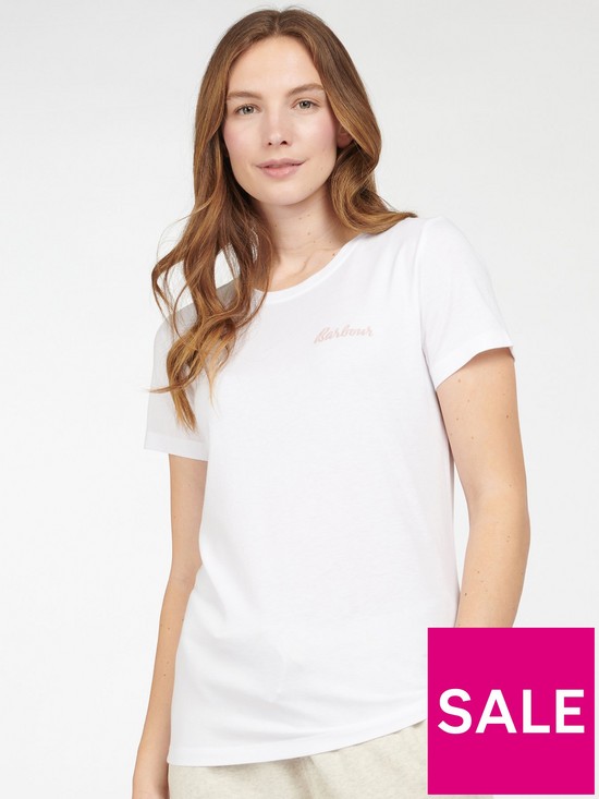 front image of barbour-edie-logo-t-shirt--white