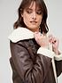  image of v-by-very-faux-shearling-aviator-jacket-chocolate