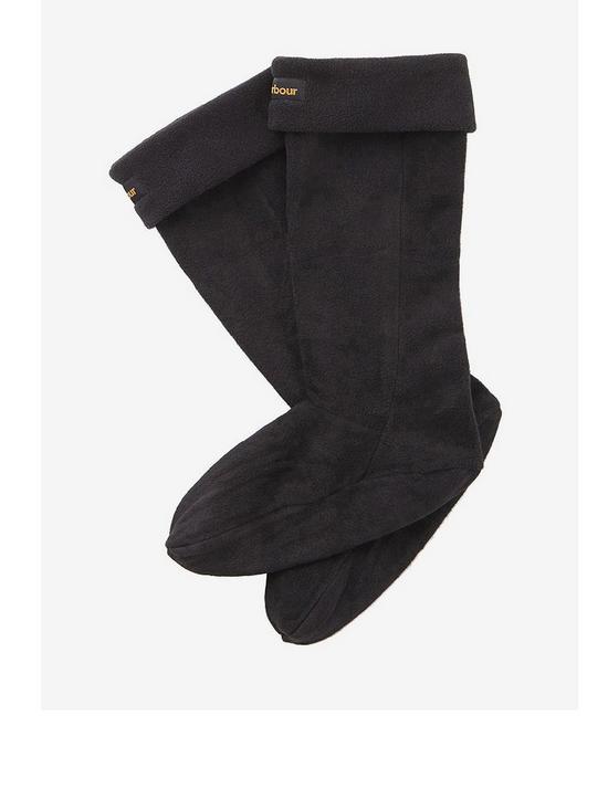 front image of barbour-fleece-wellington-sock--black