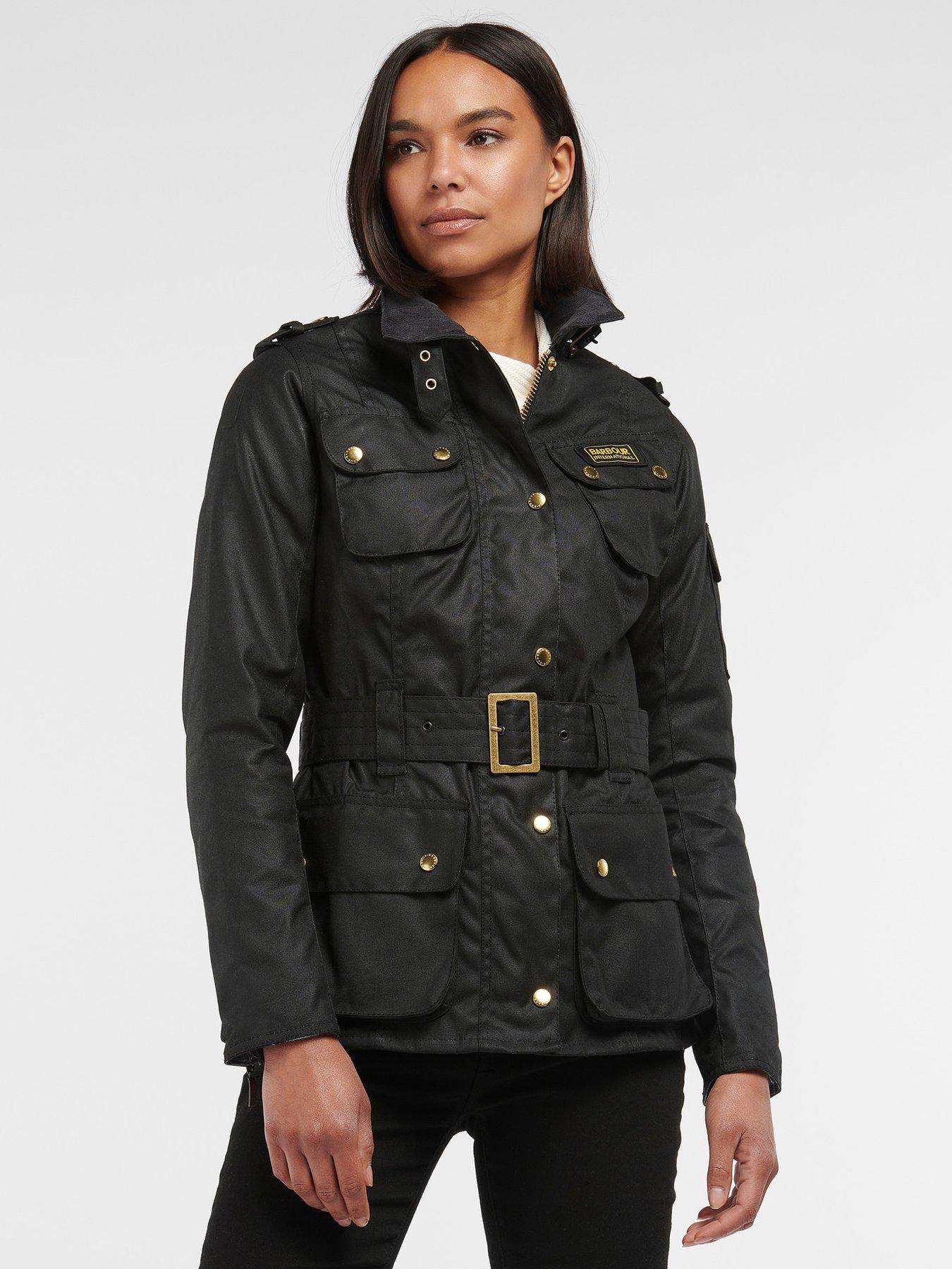 Ladies belted wax store jacket