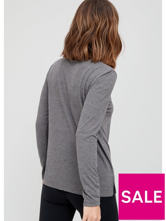 stillFront image of v-by-very-the-essential-v-neck-long-sleeve-top-charcoal