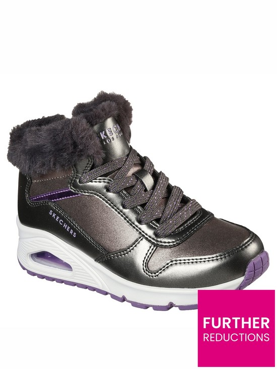front image of skechers-uno-cozy-on-air-hi-top-lace-up-sneakers