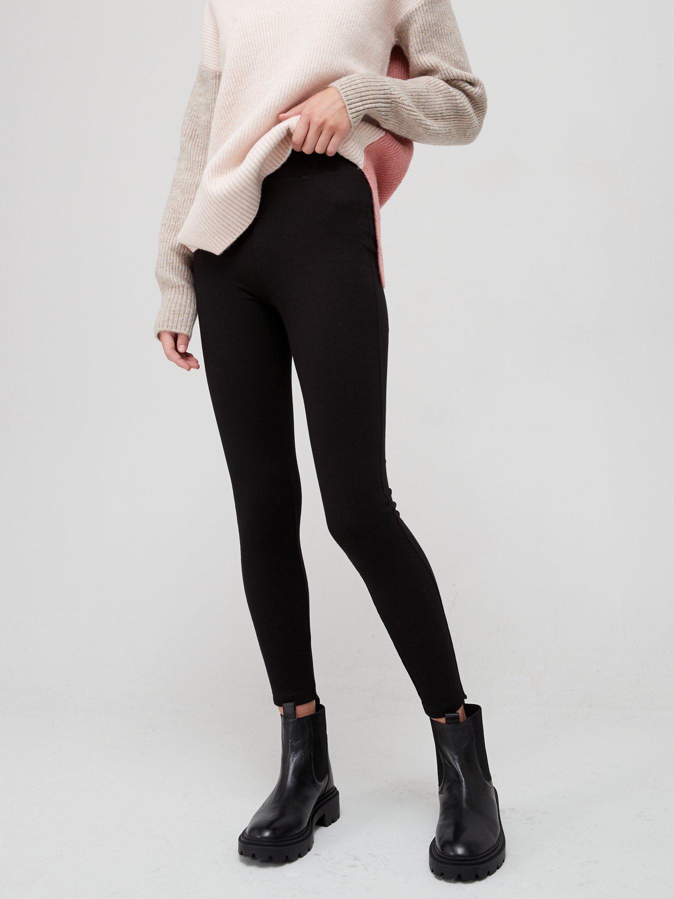 Black denim look clearance leggings