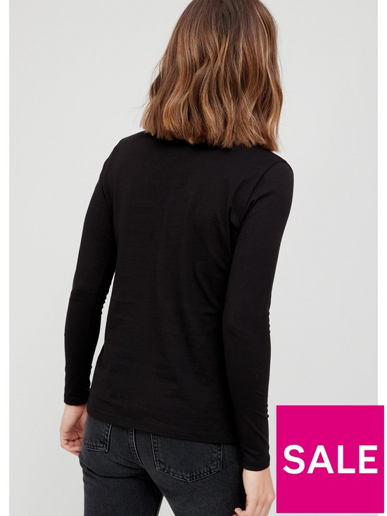 stillFront image of v-by-very-henley-long-sleeve-jersey-top-black