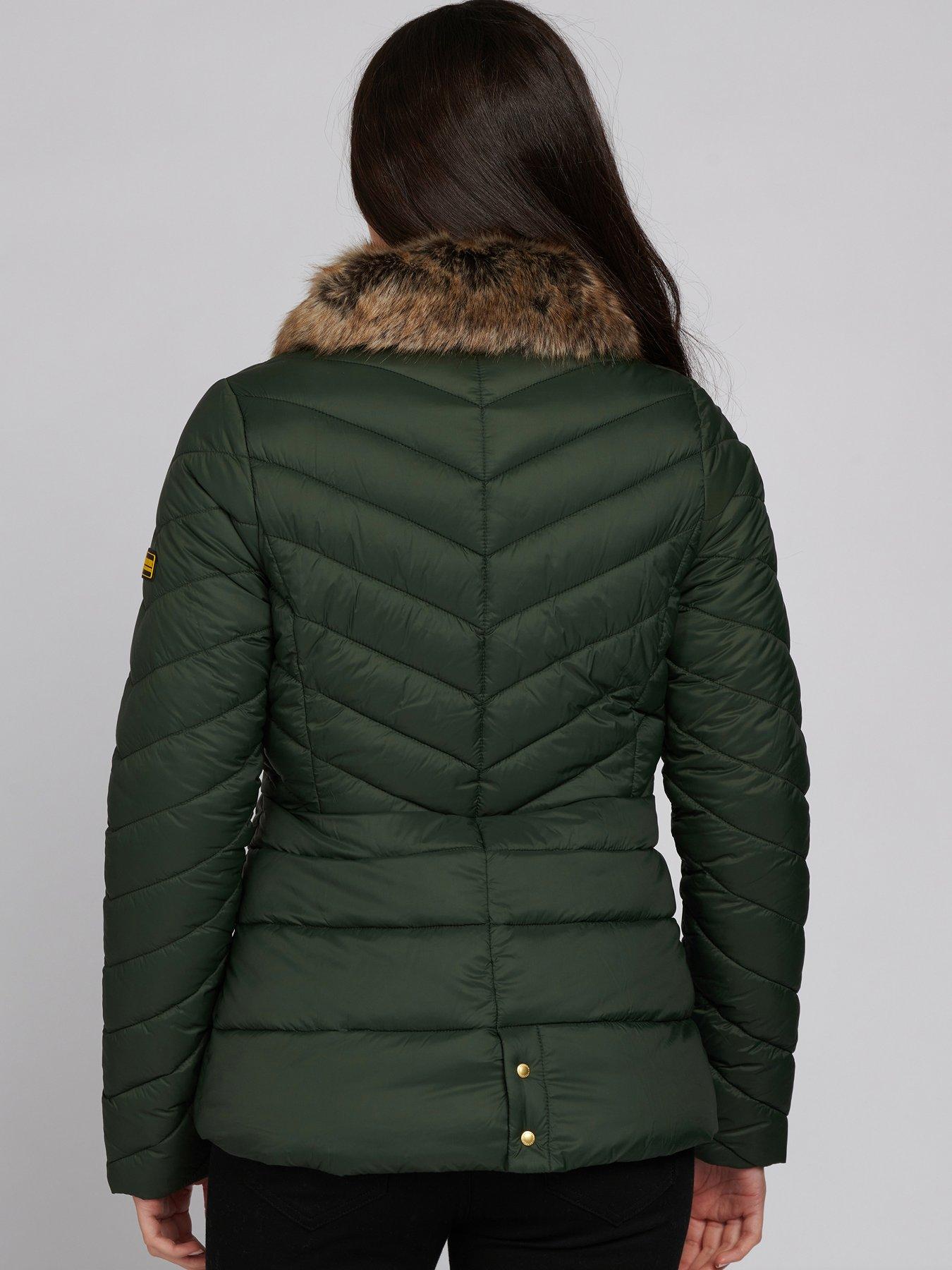 green fur collar jacket