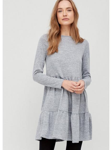 v-by-very-jerseynbsptextured-tiered-mini-dress-grey