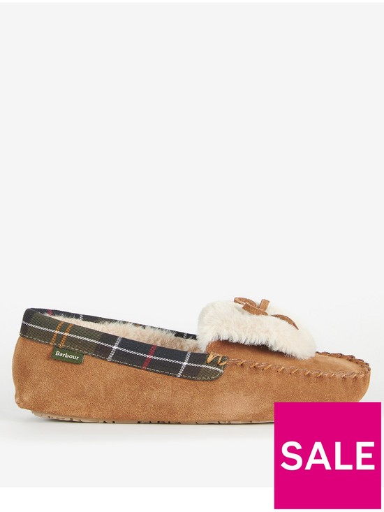 front image of barbour-darcie-slipper--tan-suede