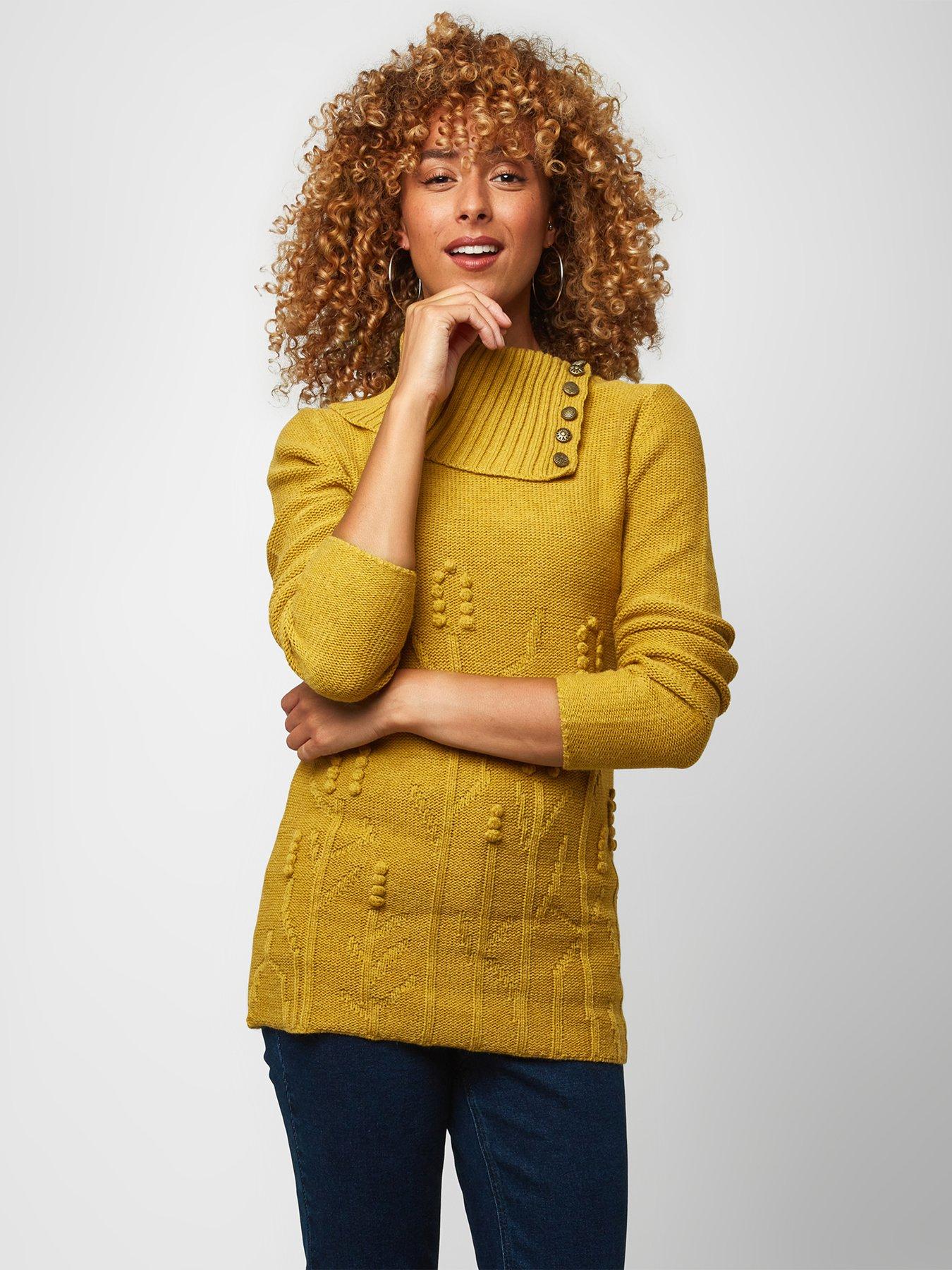 Women Warming Autumn Knitted Sweater - Mustard
