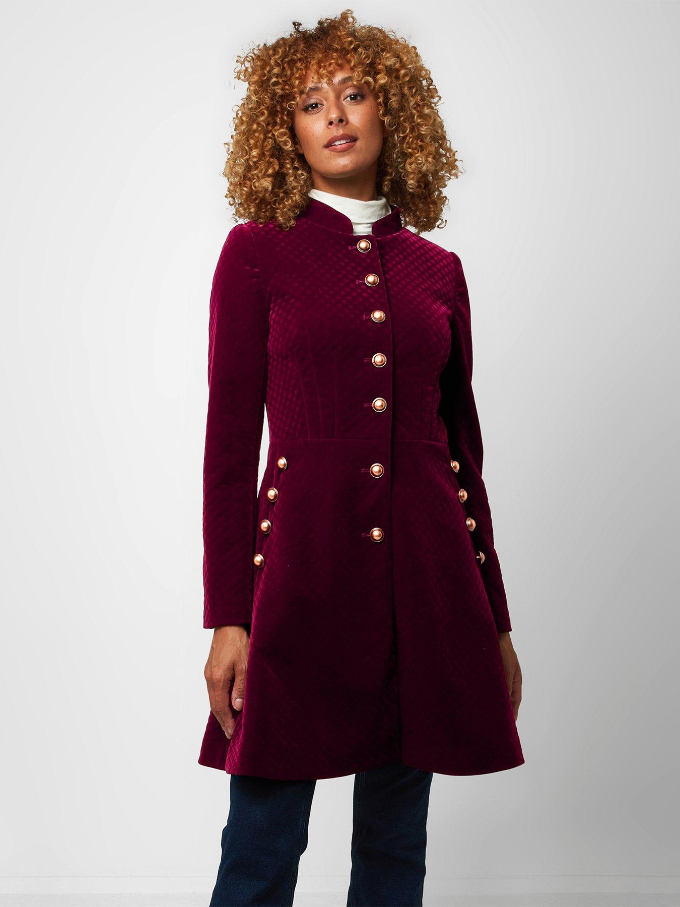 Joe Browns Virtuous Velvet Coat - Wine 