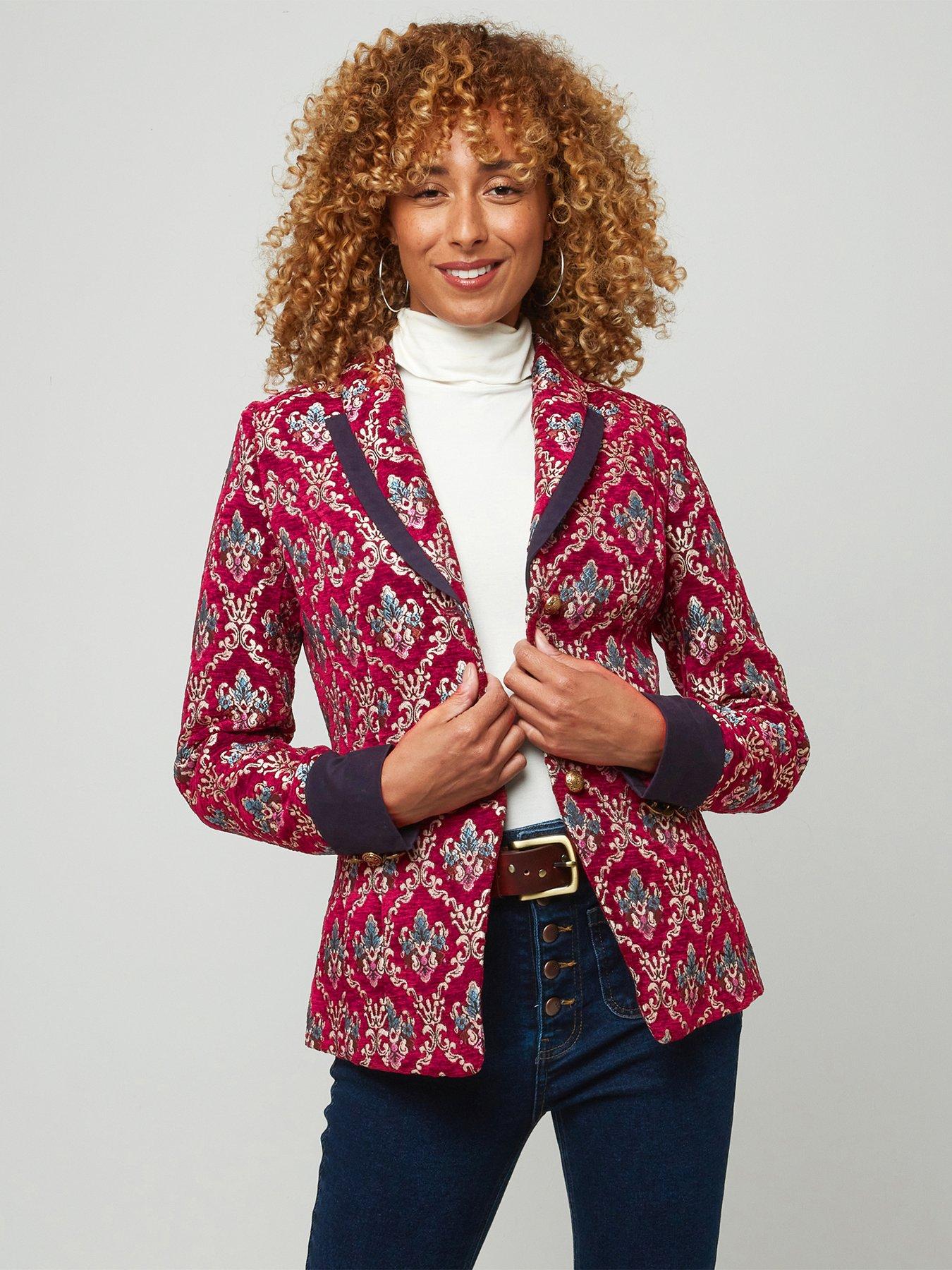 Joe Browns Womens Colourful Check Button Up Blazer Jacket 