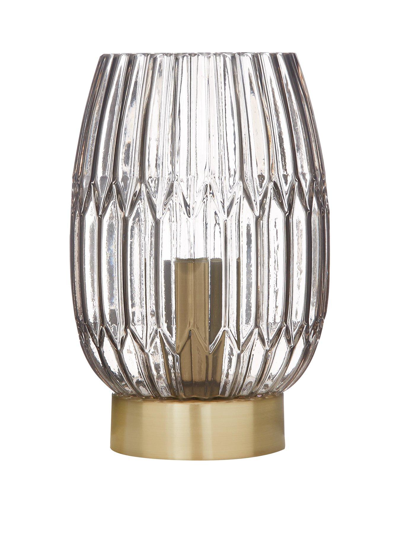 Product photograph of Michelle Keegan Daphne Ribbed Touch Table Lamp from very.co.uk