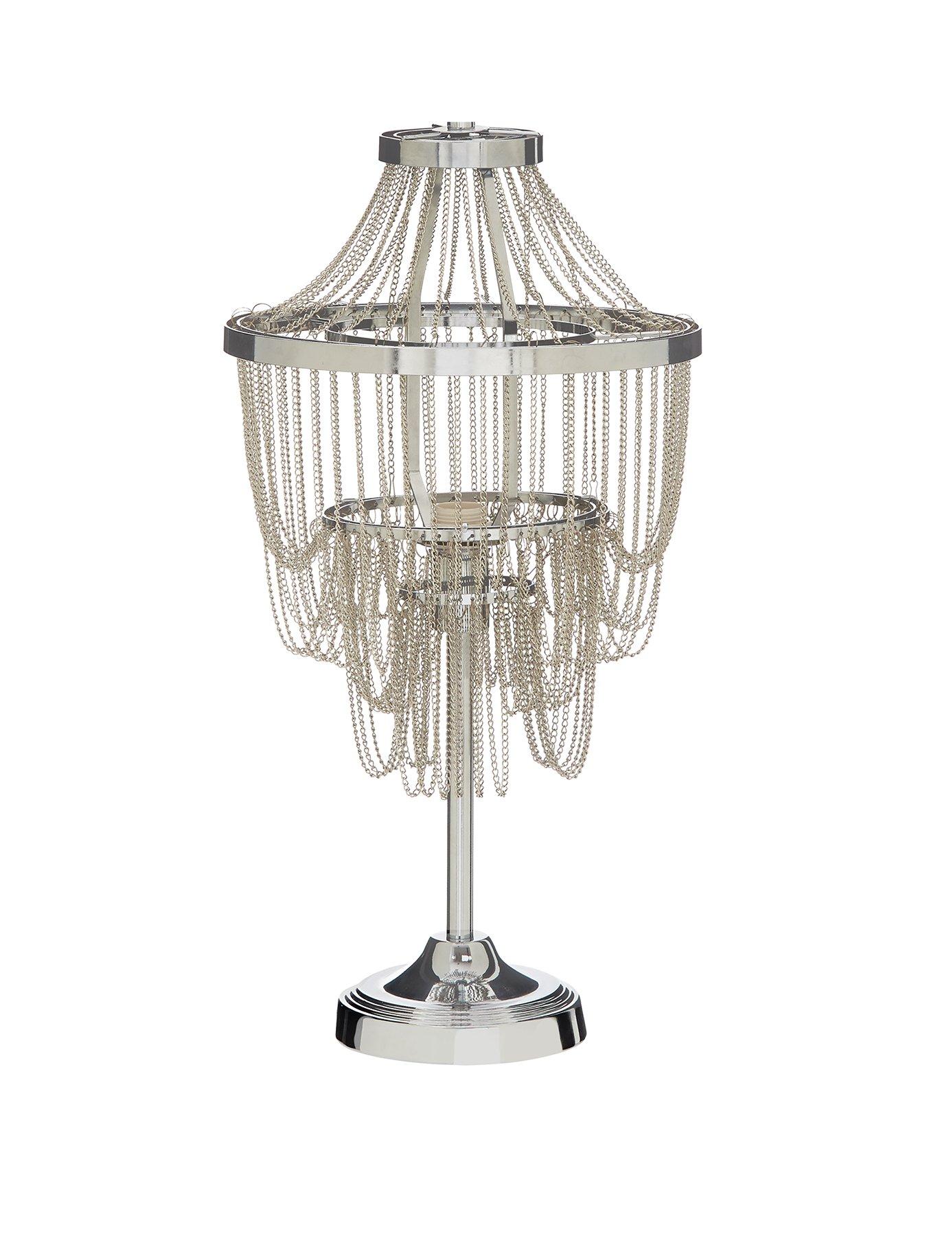 Product photograph of Michelle Keegan Angel Table Lamp - Chrome from very.co.uk