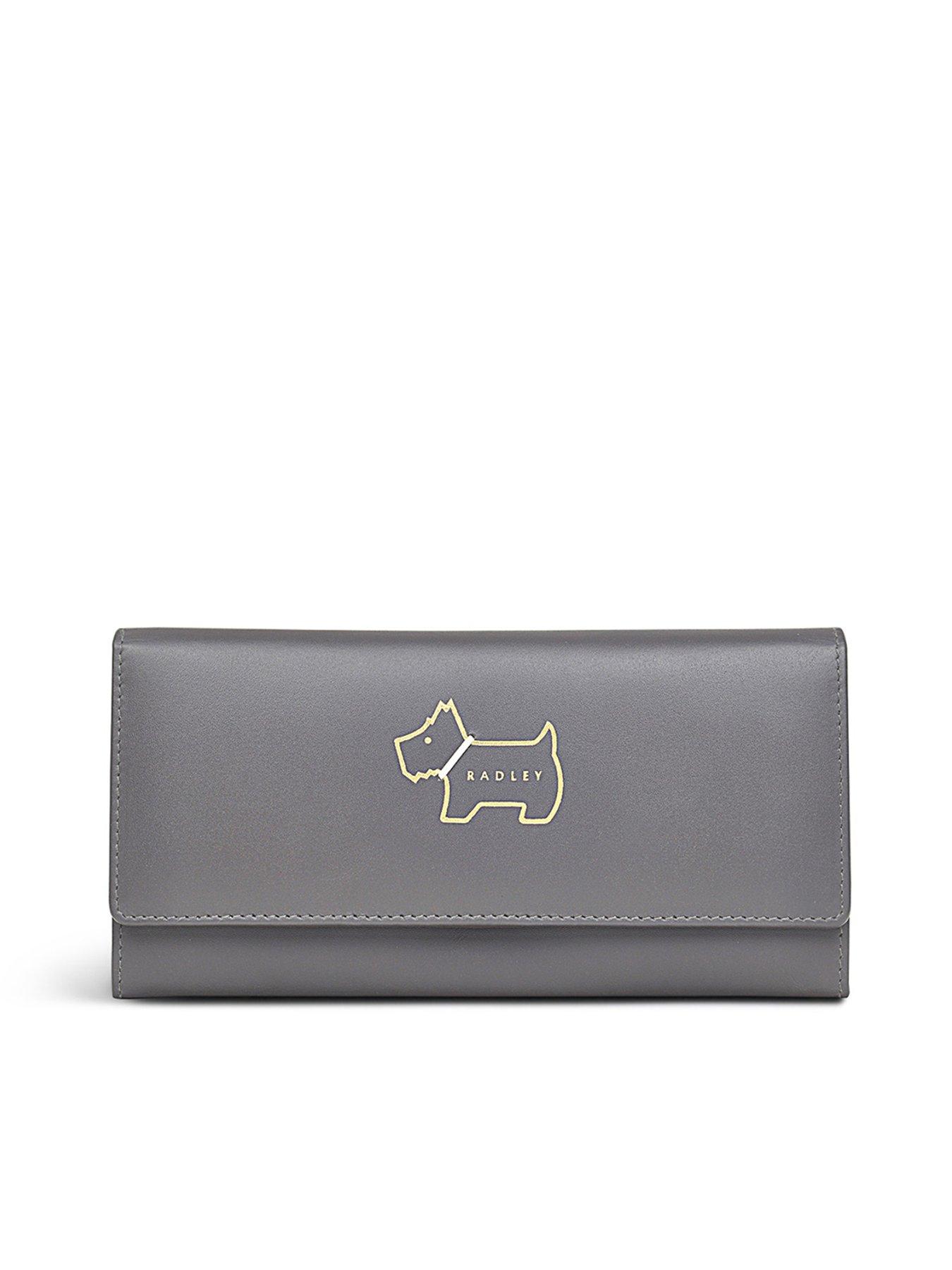 Radley Heritage Dog Outline Leather Large Flapover Matinee Purse Grey very.co.uk