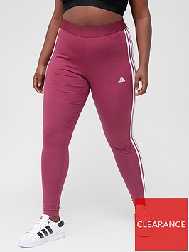 adidas-essentials-3-stripes-legging-plus-size-dark-red