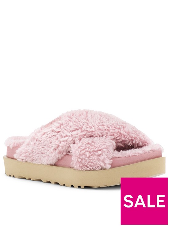 back image of ugg-fuzz-sugar-sustainable-cross-slide-slipper