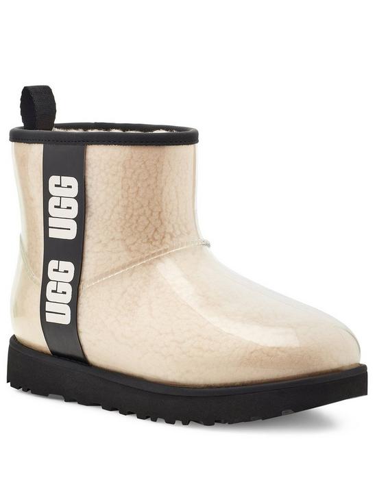 front image of ugg-classic-clear-mini-wellington-boots-natural-black