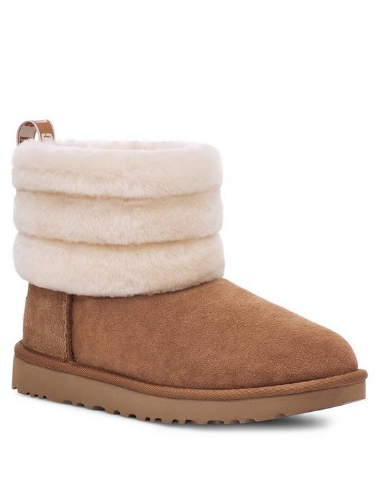 front image of ugg-fluff-mini-quilted-ankle-boot-chestnut