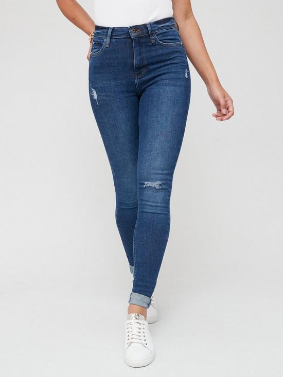 front image of river-island-tall-high-rise-skinny-sculpt-jean-mid-denim