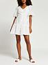  image of river-island-short-sleeve-spotted-mesh-puff-sleeve-mini-dress-white