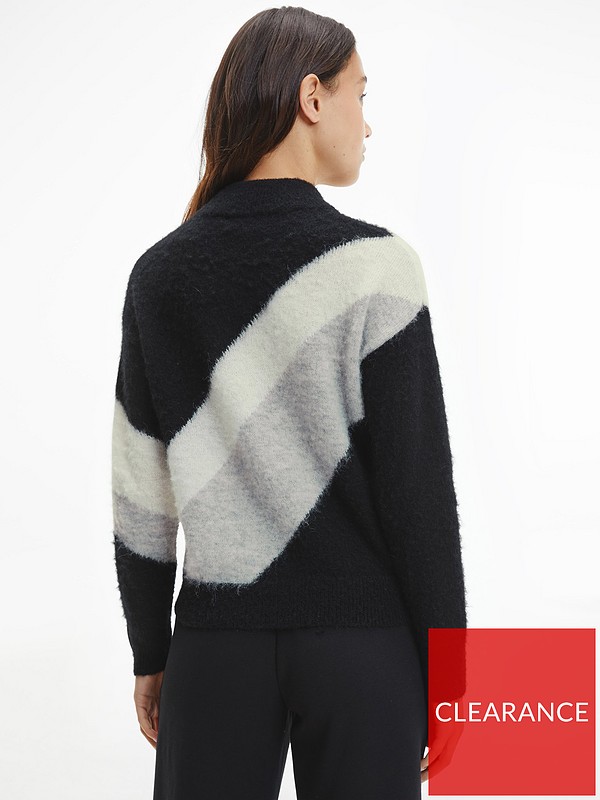 Calvin Klein Fluffy Colour Block Sweater - Black 
