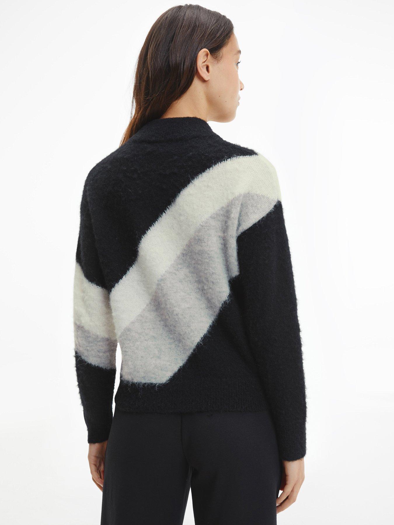 Calvin Klein Fluffy Colour Block Sweater - Black 