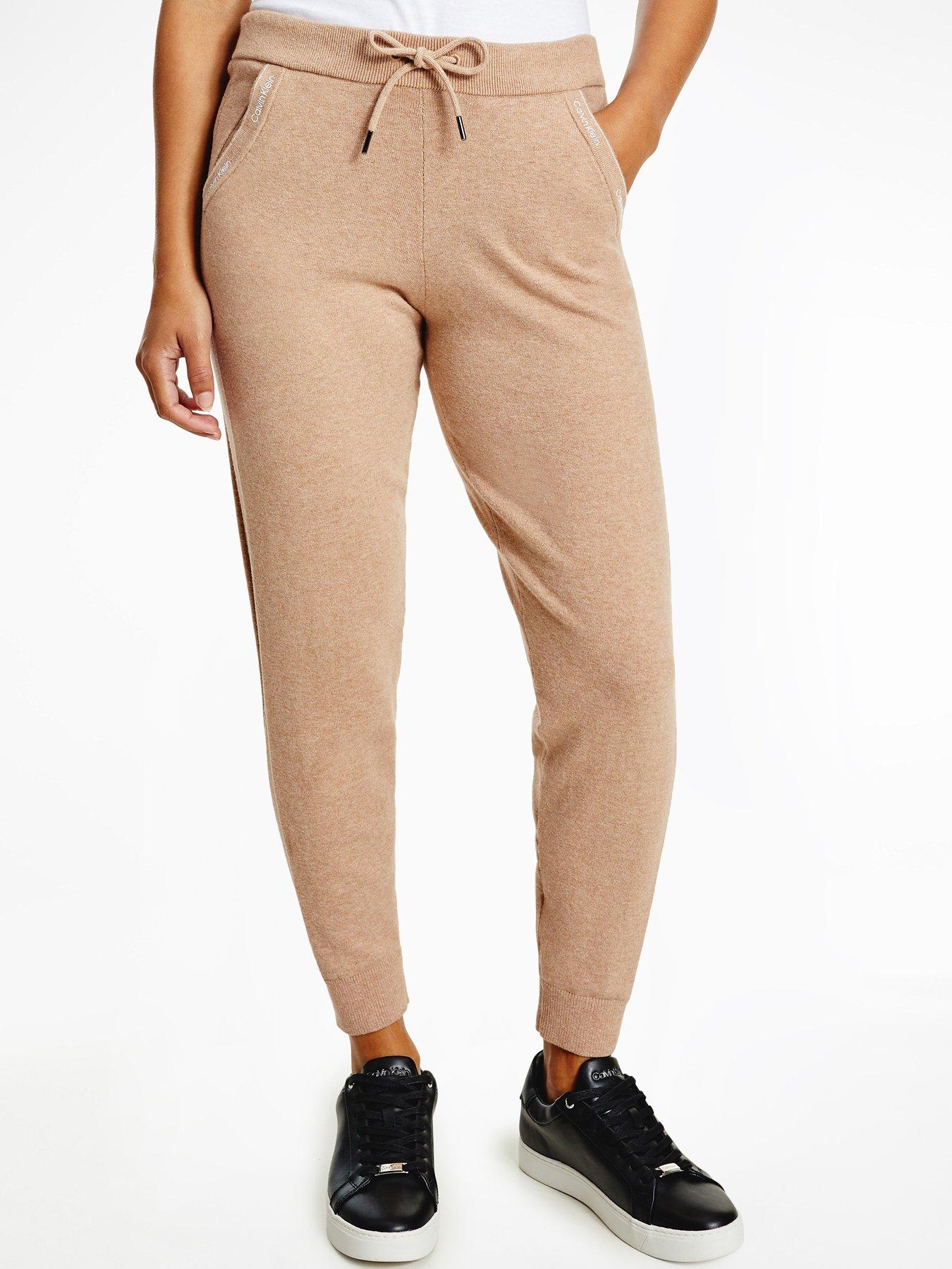 Women Essential Rib Knitted Jogger - Beige