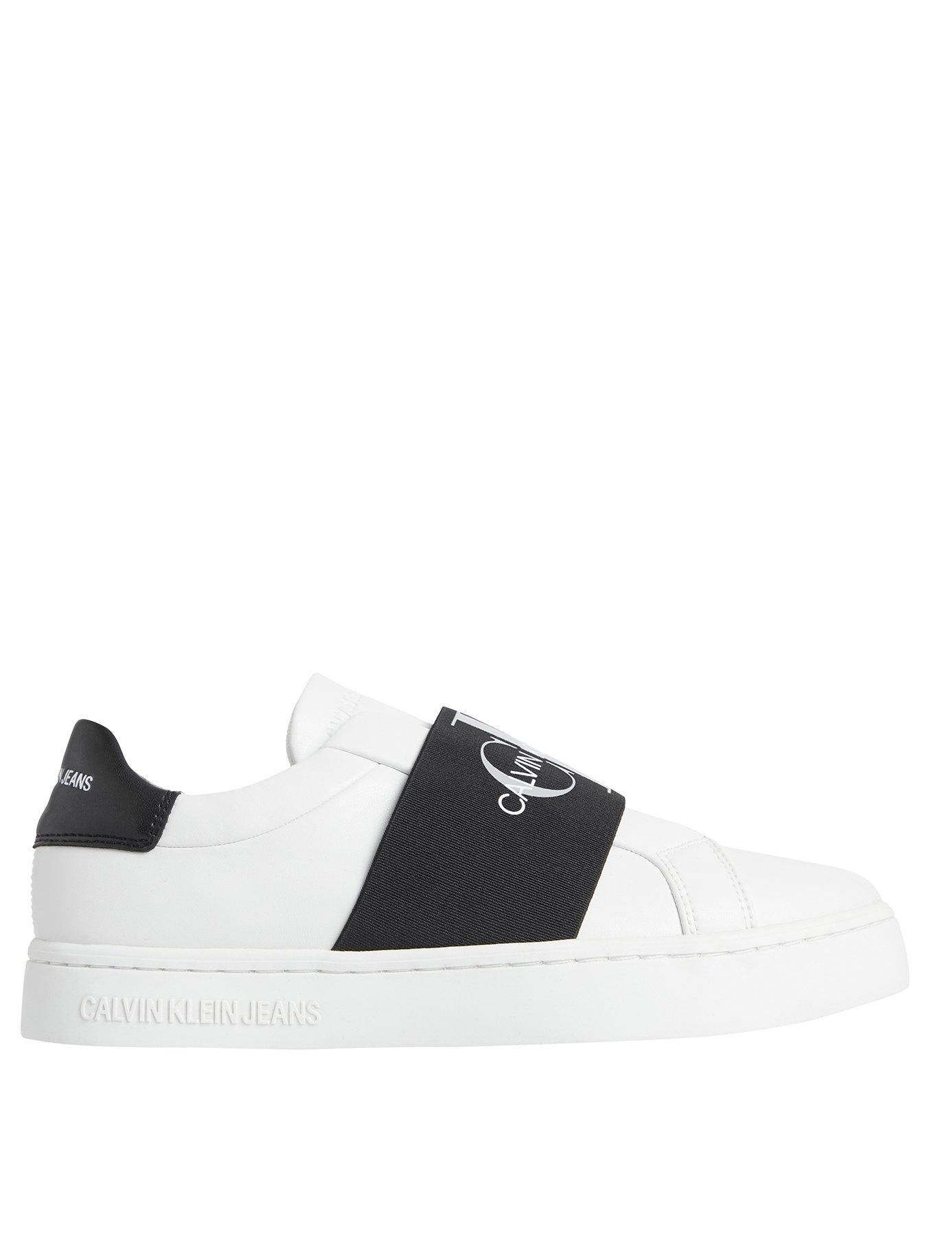  Leather Cupsole Elastic Sneaker - White