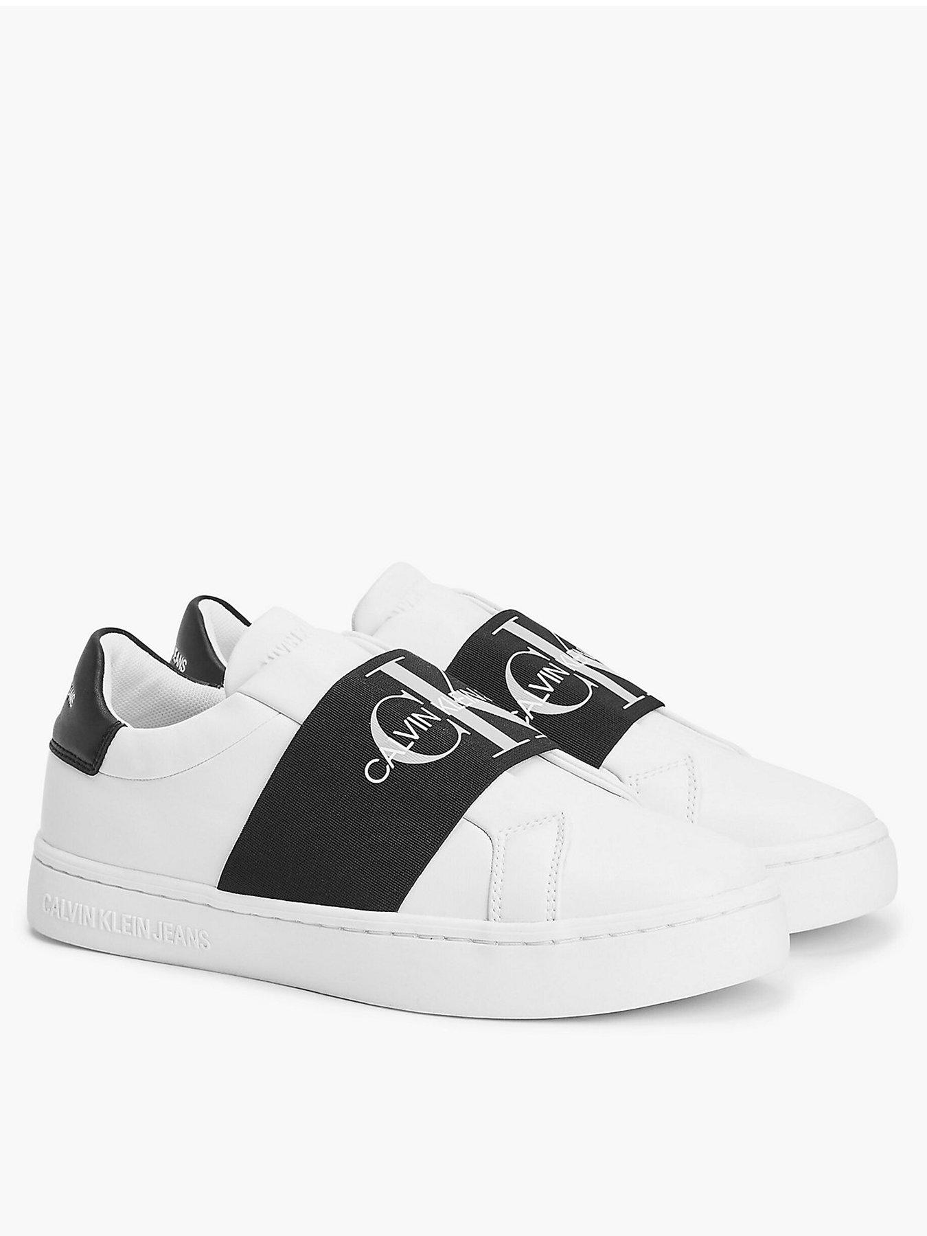  Leather Cupsole Elastic Sneaker - White