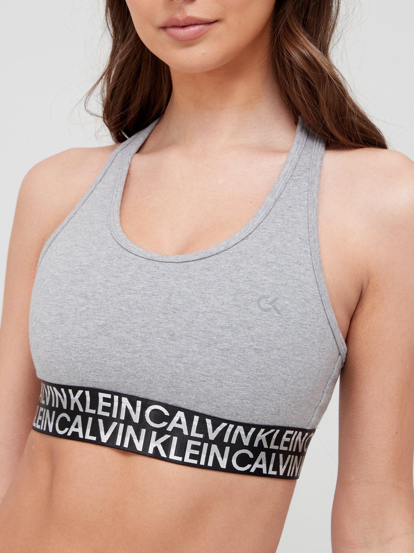 Women pDouble Logo Band Low Support Sports Bra – Grey/p