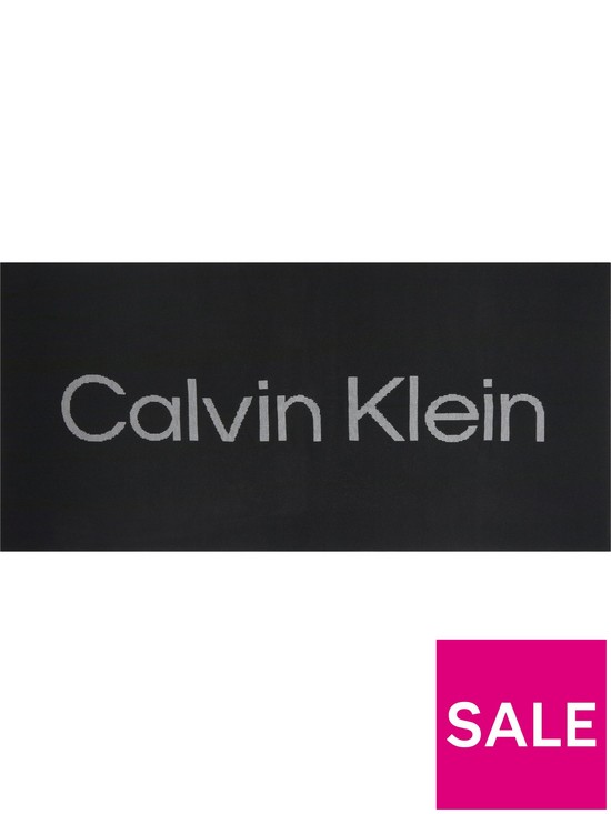 back image of calvin-klein-eco-knit-blanket-scarf-black