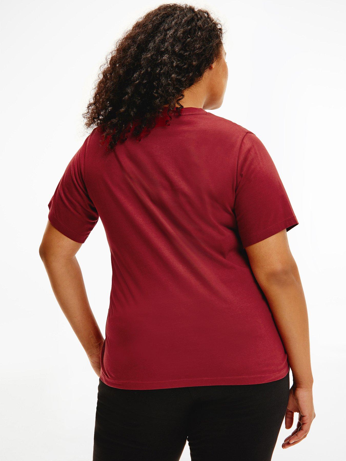 Women Organic Curve Core Institutional Logo Tee - Red
