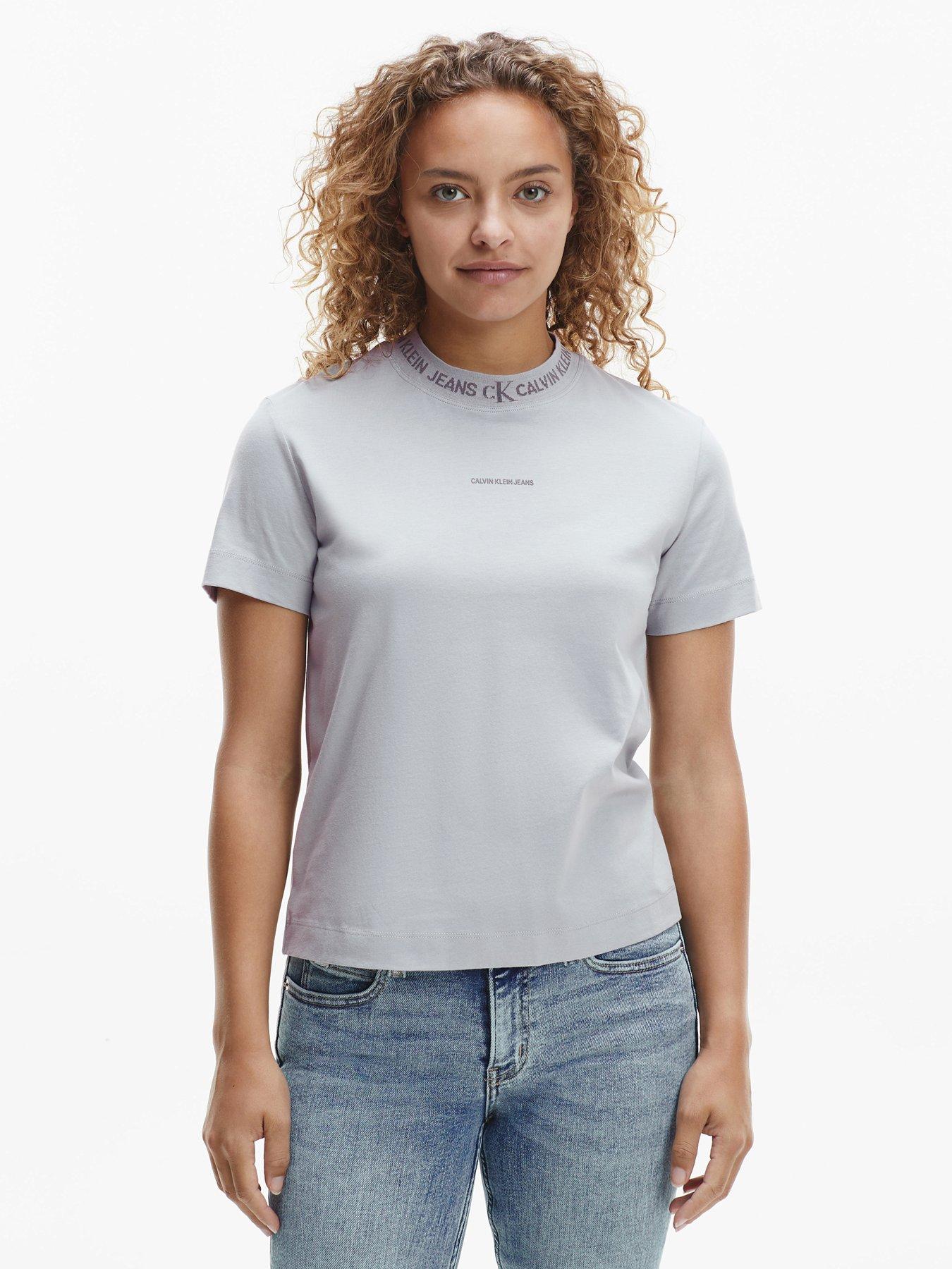  Organic Logo Neck T-Shirt - Grey