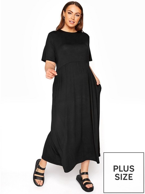 yours-limited-throw-on-maxi-t-shirt-dress-black