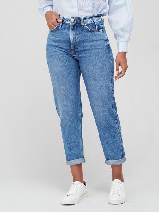 front image of v-by-very-relaxed-tapered-mom-jean-mid-wash