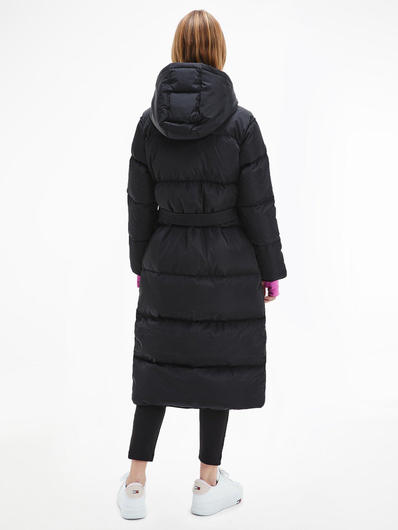 Tommy Jeans Padded Belted Longline Coat Black very.co.uk