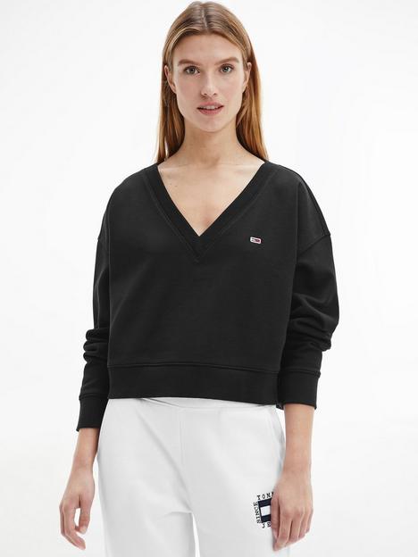 tommy-jeans-relaxed-fit-v-neck-sweatshirt-black