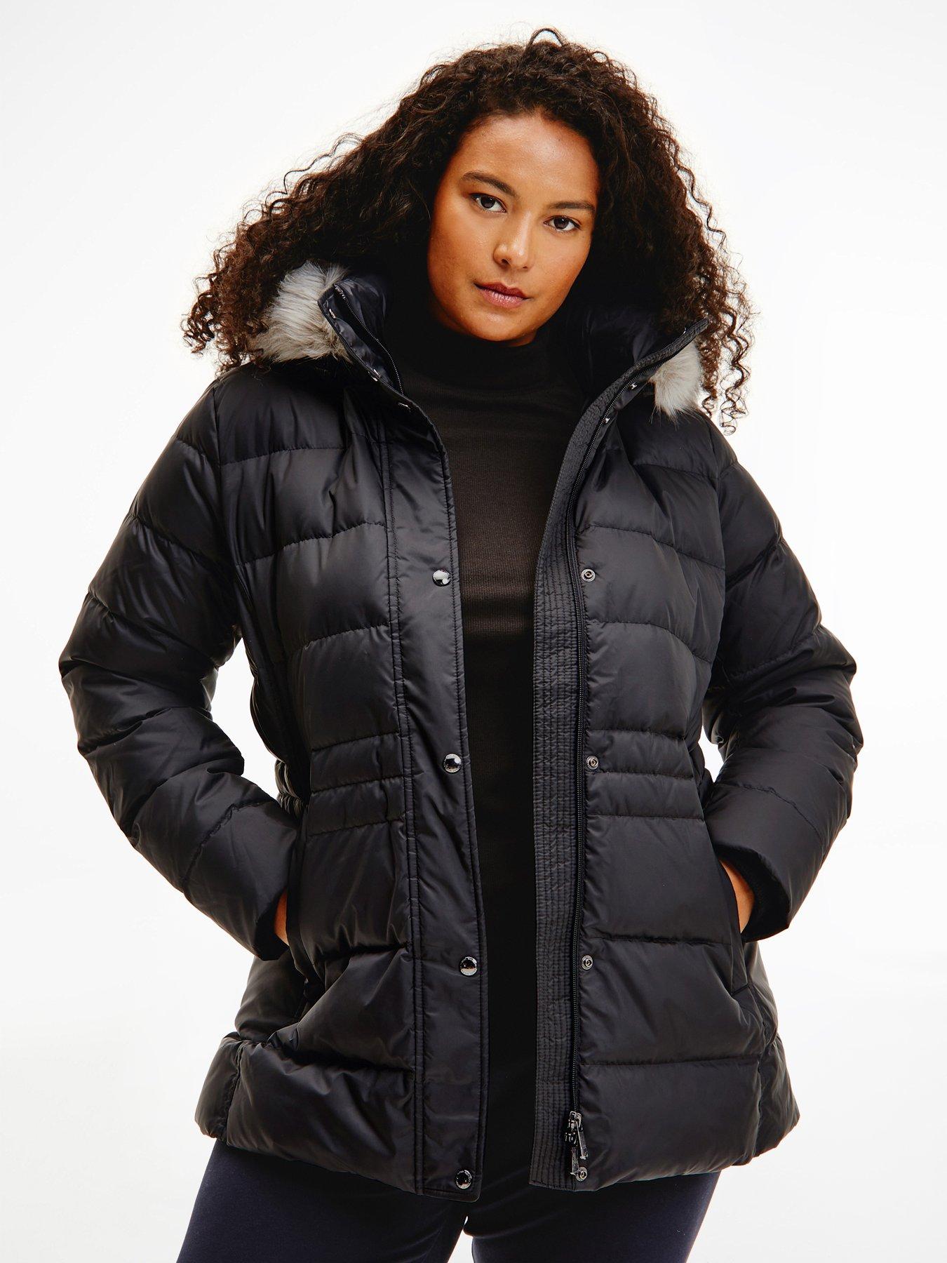Tommy Hilfiger Essential Tyra Down Faux Fur Padded Jacket Black very.co.uk