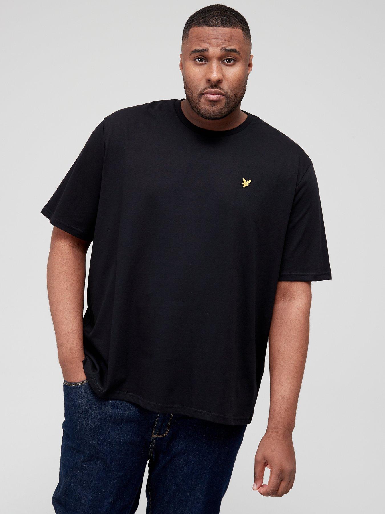 Men Big & Tall Plain T-Shirt - Black