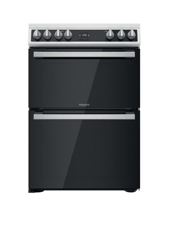 front image of hotpoint-hdt67v9h2cw-60cm-wide-double-oven-electric-cooker-with-ceramic-hob-white