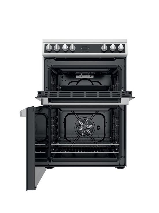 stillFront image of hotpoint-hdt67v9h2cw-60cm-wide-double-oven-electric-cooker-with-ceramic-hob-white
