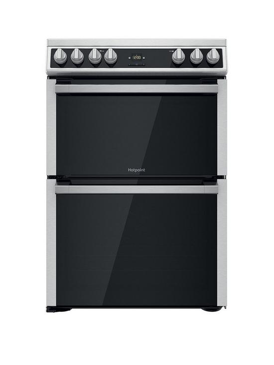 front image of hotpoint-hdt67v9h2cx-60cm-wide-double-oven-electric-cooker-with-ceramic-hob-white