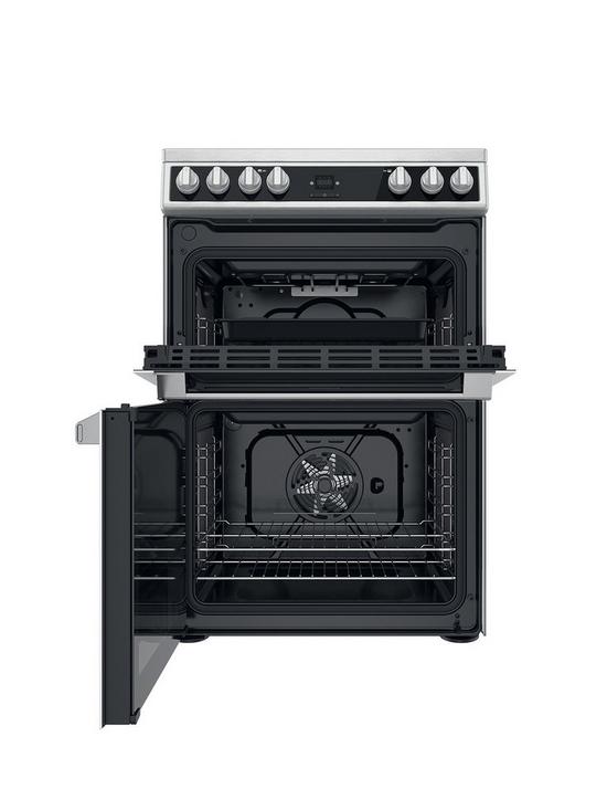 stillFront image of hotpoint-hdt67v9h2cx-60cm-wide-double-oven-electric-cooker-with-ceramic-hob-white