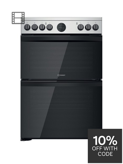 indesit-id67v9hcxnbsp60cm-wide-electric-double-oven-cooker-with-ceramic-hob-stainless-steel