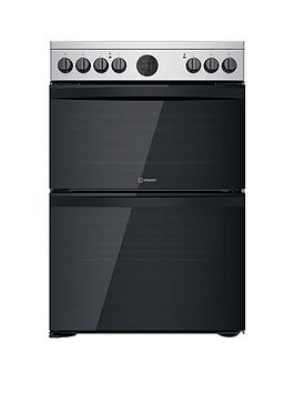 Indesit Id67V9Hcx 60Cm Wide Electric Double Oven Cooker With Ceramic Hob - Stainless Steel